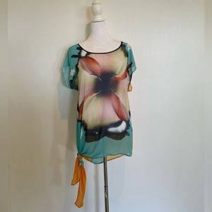 Clover Canyon Abstract Floral Blouse Size Small